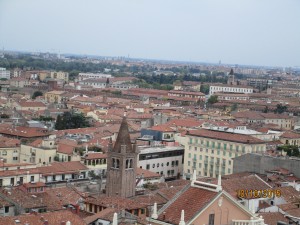 Overlooking Verona from the top of a tower, the home of Romeo and Juliet 